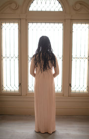 Elaila Pink Pleated Modest Maxi Dress